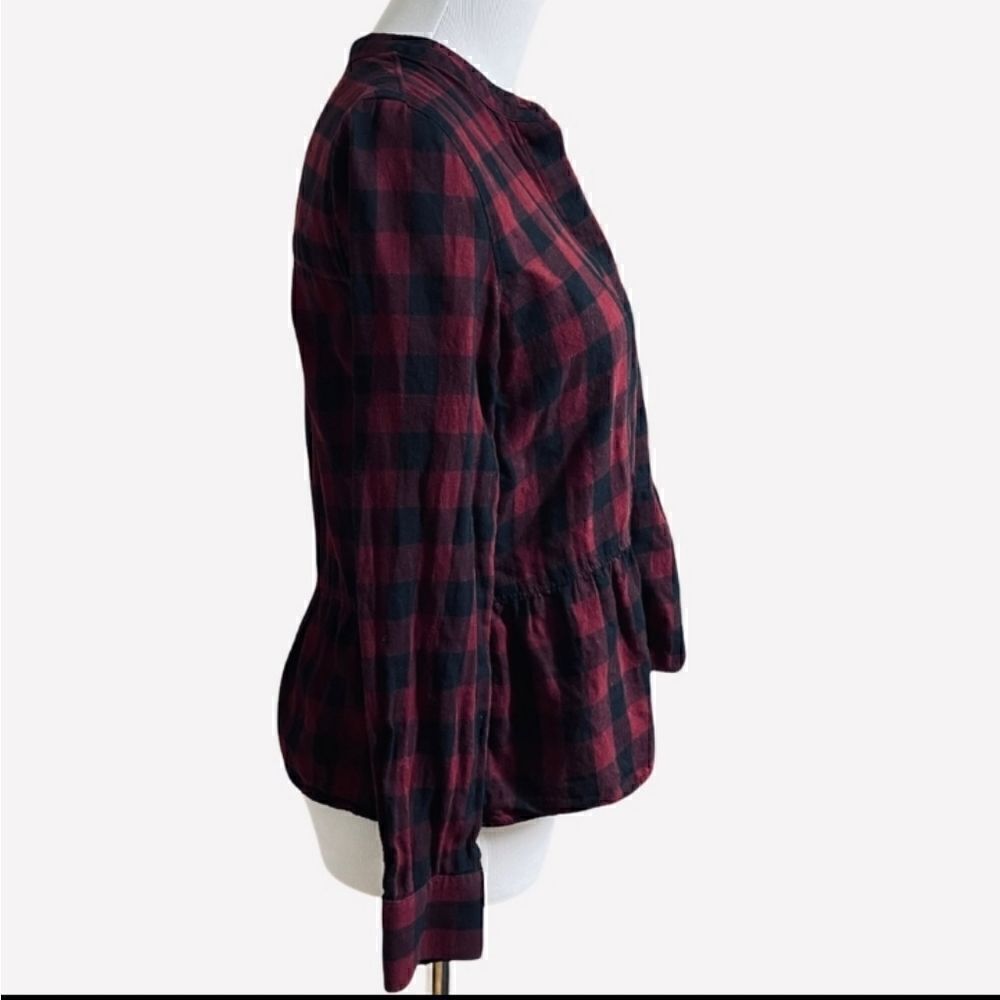 Madewell Peplum Checked Cotton Linen Button Down Shirt - Picture 6 of 13